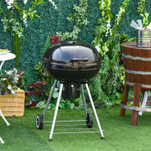 Portable Steel BBQ Charcoal Grill with Thermometer Garden Outdoor Best