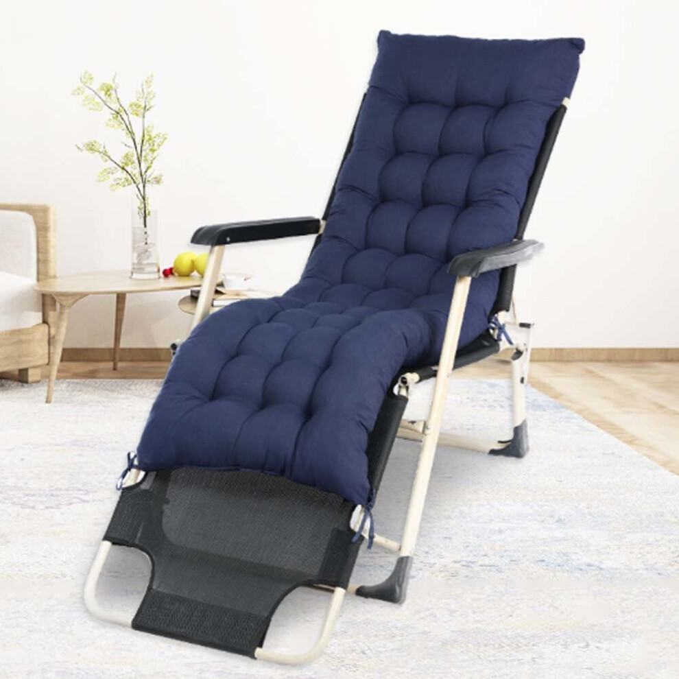 (Dark Blue) Garden Sun Lounger Replacement Cushion Outdoor Chair Seat Recliner Cotton Pad