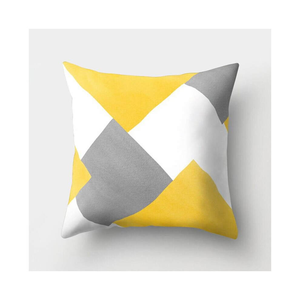 (Splicing) Yellow Geometric Cushion Cover Throw Waist Pillow Case Home Sofa Decor