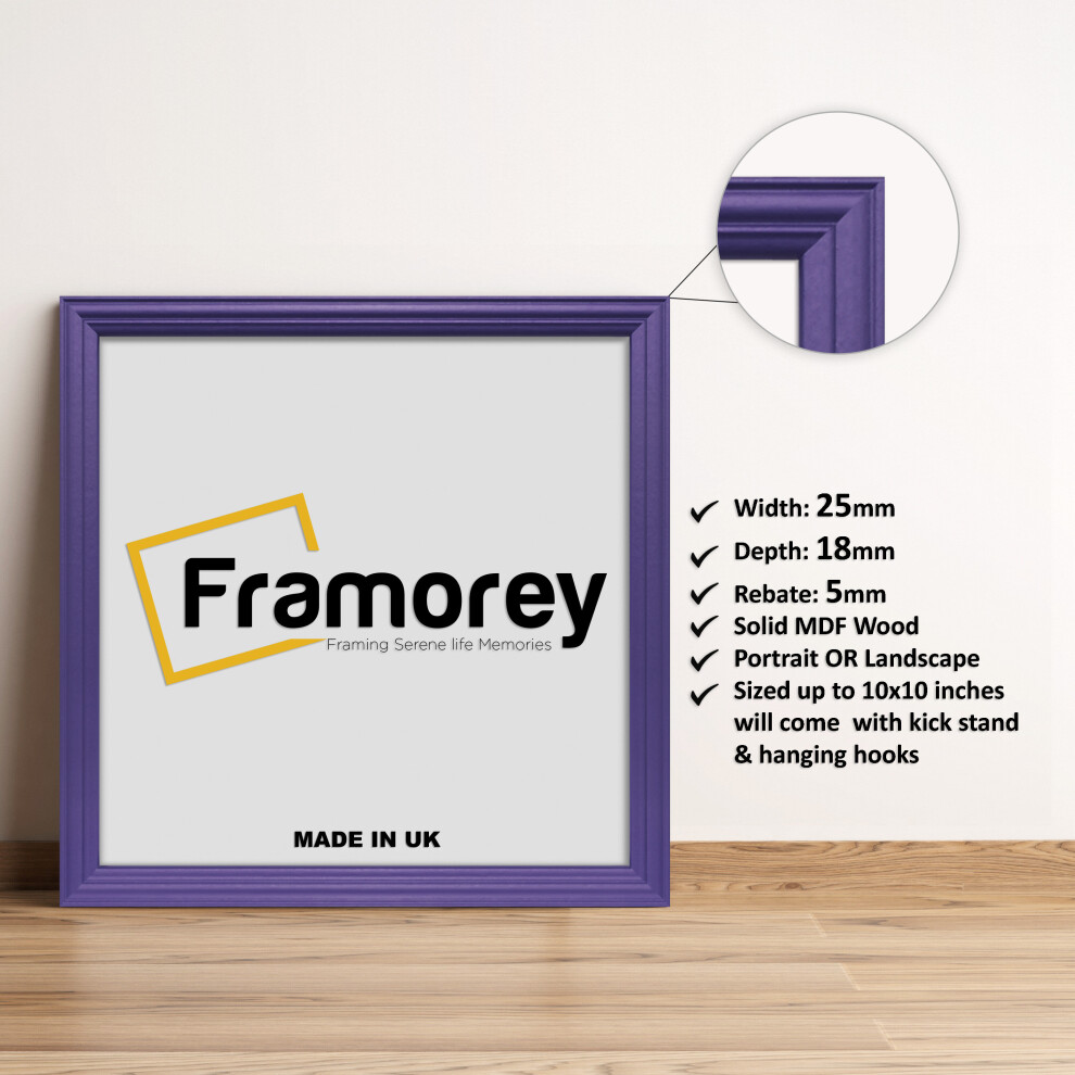 (8x8 Inch) Square Size Purple Picture Frame / LW Style Wall Art Frame / Modern Photo Frames