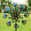 ELEGANT (Blue) New Gardening Metal Ornament Explosive Peacock Tail Plug-in Windmill Garden Garden Pastoral Decoration Iron Windmill 2