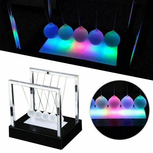 Newtons LED Light Up Ball Kinetic Energy Cradle Science Toys Fun Game Kids Gift