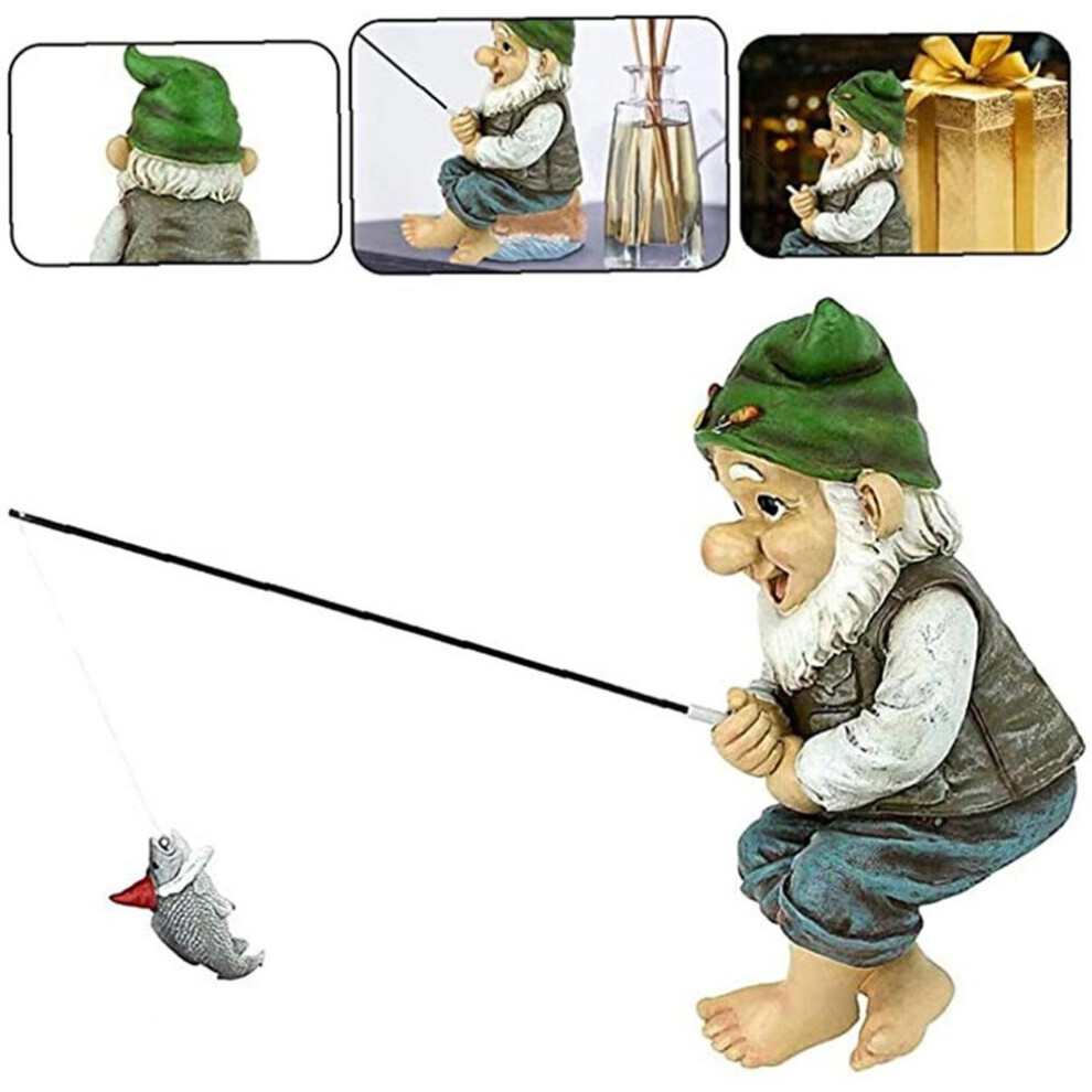 The Fishing Gnome Sitter Garden Fun Cute Gnome Statue Outdoor Garden Home  Decor