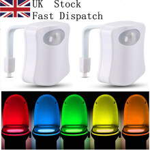(2pcs) LED Toilet  8 Color Changing Night Light  Motion Activated Sensor Home