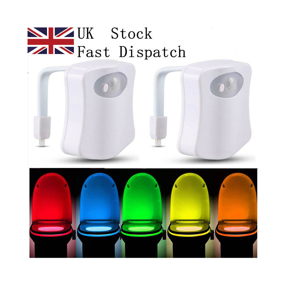 Homeasist (2Pcs) Led Toilet 8 Color Changing Night Light Motion Activated Sensor Home