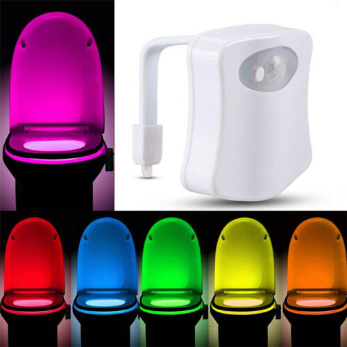 (2pcs) LED Toilet  8 Color Changing Night Light  Motion Activated Sensor Home 1