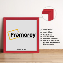 (18x18 Inch) Square Size Red Picture Frame / LW Style Wall Art Frame / Modern Photo Frames