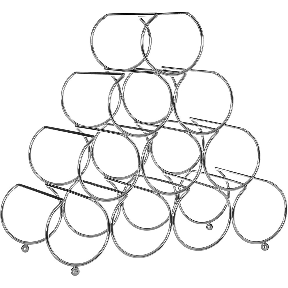 Premier Housewares 507216 Pyramid Wine Rack, 10 Bottles, Chrome, Silver, 17 x 41 x 36 cm