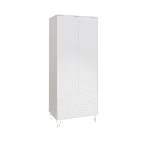 Timber Art Design UK Monaco White 2 Door 2 Drawer Wardrobe