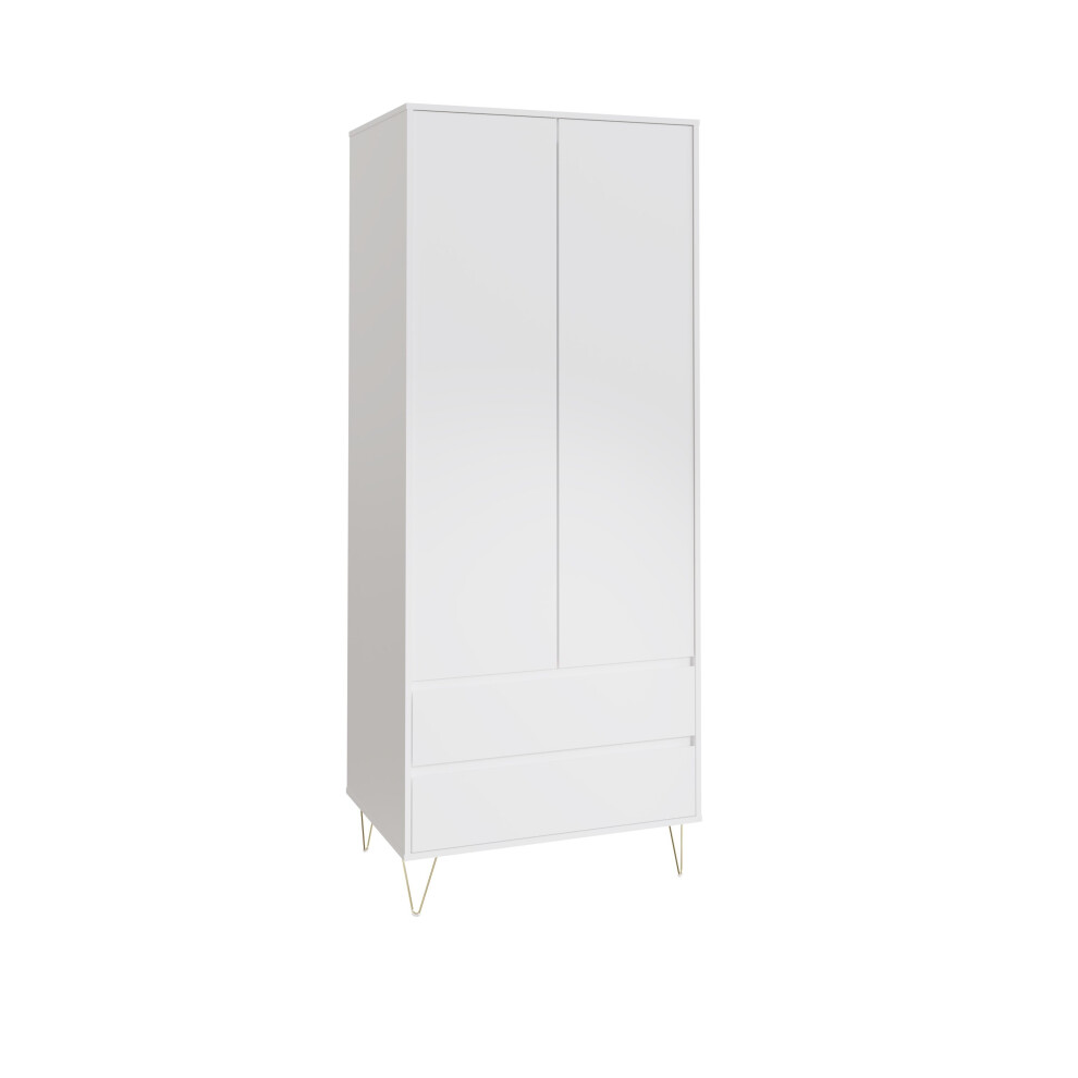 Monaco White 2 Door 2 Drawer Wardrobe  - White