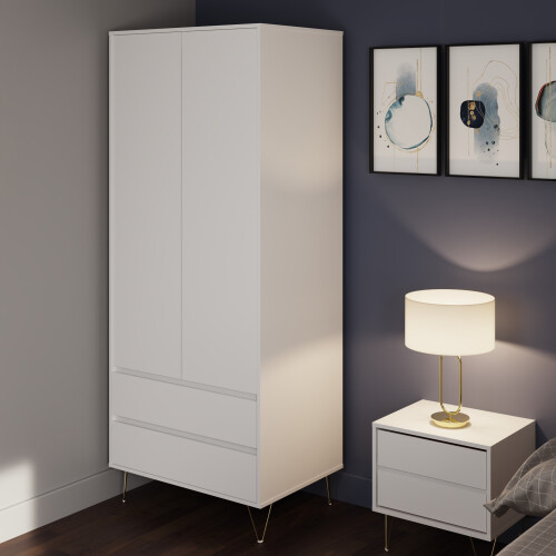 Timber Art Design UK Monaco White 2 Door 2 Drawer Wardrobe 1