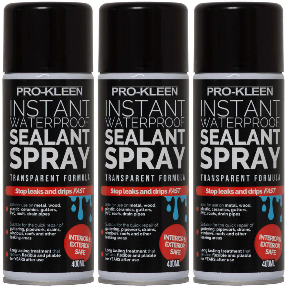 (3 x 400ml) Pro-Kleen Instant Waterproof Sealant Spray