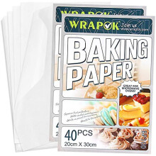 WRAPOK 80 Count Greaseproof Baking Parchment Paper Sheets Cooking Cake Non-Stick Pre-Cut Pan Liners for Kitchen, 8 x 12 Inch