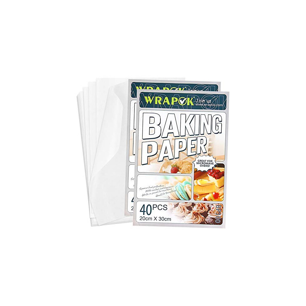 WRAPOK 80 Count Greaseproof Baking Parchment Paper Sheets Cooking Cake Non-Stick Pre-Cut Pan Liners for Kitchen, 8 x 12 Inch