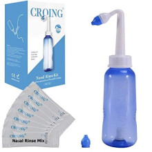 CROING 80 x Sinus Rinse Mix + 1x Nasal Wash Bottle (300ml), Nasal Rinse Kit, Neti Pot