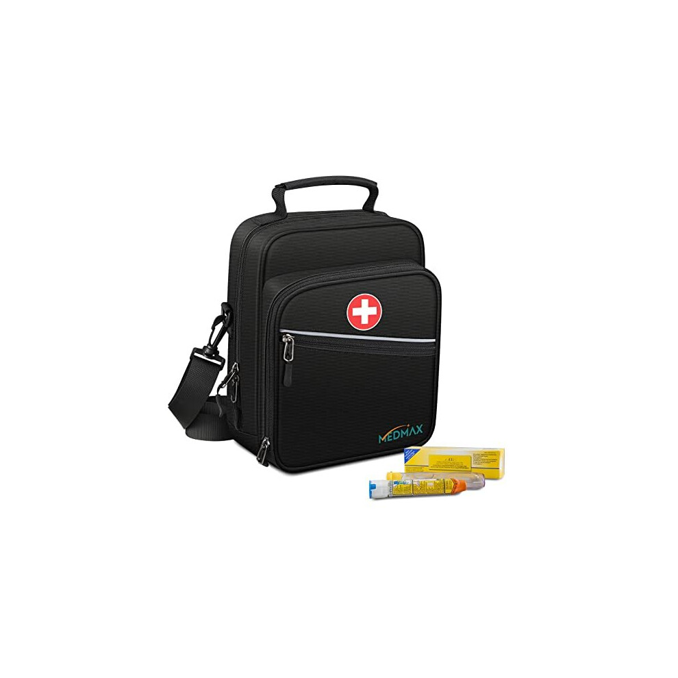 Medmax Insulin Cooler Epipen Carrying Case Insulated, Travel Medication Diabetes Supplies Organizer Bag With Shoulder Strap For Asthma Inhaler, A