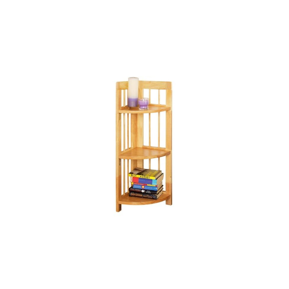 Premier Housewares 3-Tier Rubberwood Folding Corner Shelf Unit, 97 X 30 X 30 Cm