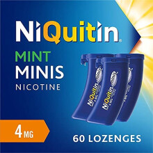 NiQuitin Minis Mint 4 mg Lozenges - Effective Smoking Craving Relief - Practical Pocket-Sized Container - 60 Mini Lozenges - Relieve Sudden Cravi