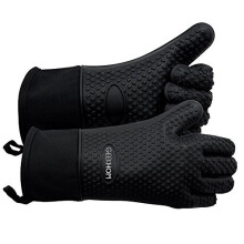 GEEKHOM Oven Gloves Heat Resistant Silicone Oven Mitts BBQ Gloves Waterproof Kitchen Gloves, Cooking Accessories for Baking Barbecue Grilling Web