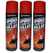 Pestshield 3 x Spider & Creepy Crawly Insect Killer Spray No More Spiders 200ml New, Red