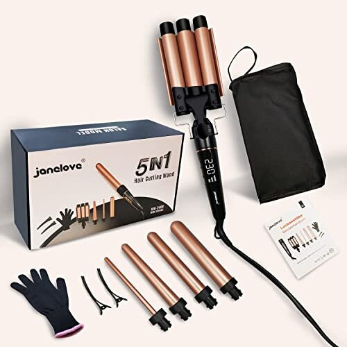 janelove Hair Curler Curling Wand with 3 Barrel Hair Waver Hair Iron Set from Chopstick Curling Wand to 25mm Waver Curling Wand for Long Hair on OnBuy