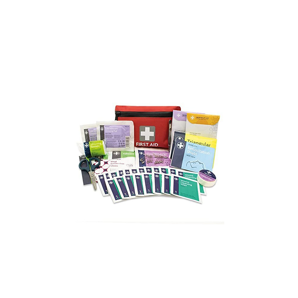 Lewis-Plast Premium 92 Piece First Aid Kit - Safety Essentials for Travel, Car, Home, Camping, Work, Hiking & Holiday Red, Small