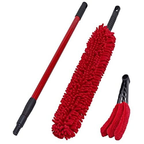 TIEVOLI Microfibre Feather Duster Extendable Handle Fluffy Feather