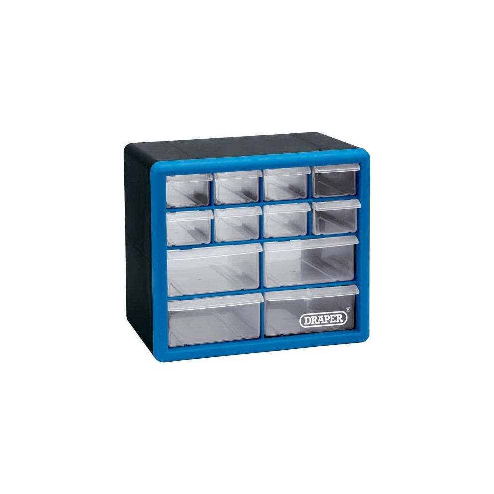 Draper 12014 Plastic 12-Drawer Organiser - Impact-Resistant Cabinet Storage, Wall-Mountable For Workshop Or Home