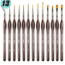 Detail Paint Brush Set, Rock Ninja 13pcs Miniature Brushes for Fine Detailing & Art Painting - Acrylic,Watercolor, Oil Miniatures, Scale Models,