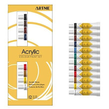 Artme Acrylic Paint Set 12 Colours Tubes (12ml) Premium Quality for Students & Artists, Rich shades -Compact, Easy to use