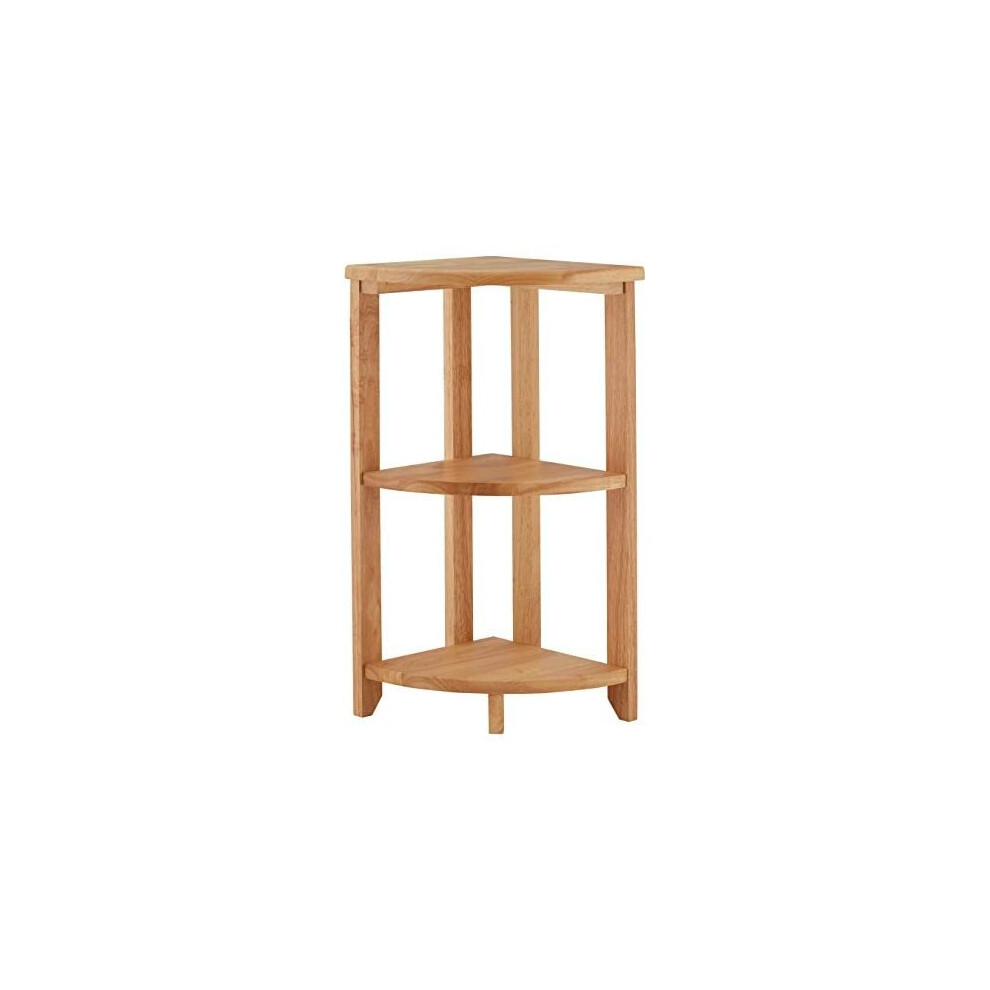 Premier Housewares Shelving Unit / Wooden Corner Shelf Unit / Bathroom Shelf / Plant Stand - 3 Tier