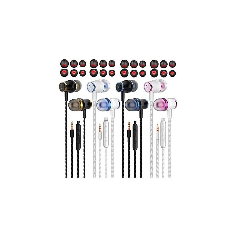 4 Pairs Earphones Heavy Bass Stereo Earphones Earbuds With Remote & Microphon,Laptops,Gaming Noise Isolating Tangle Free Headsets In Ear Earphone 747045541081