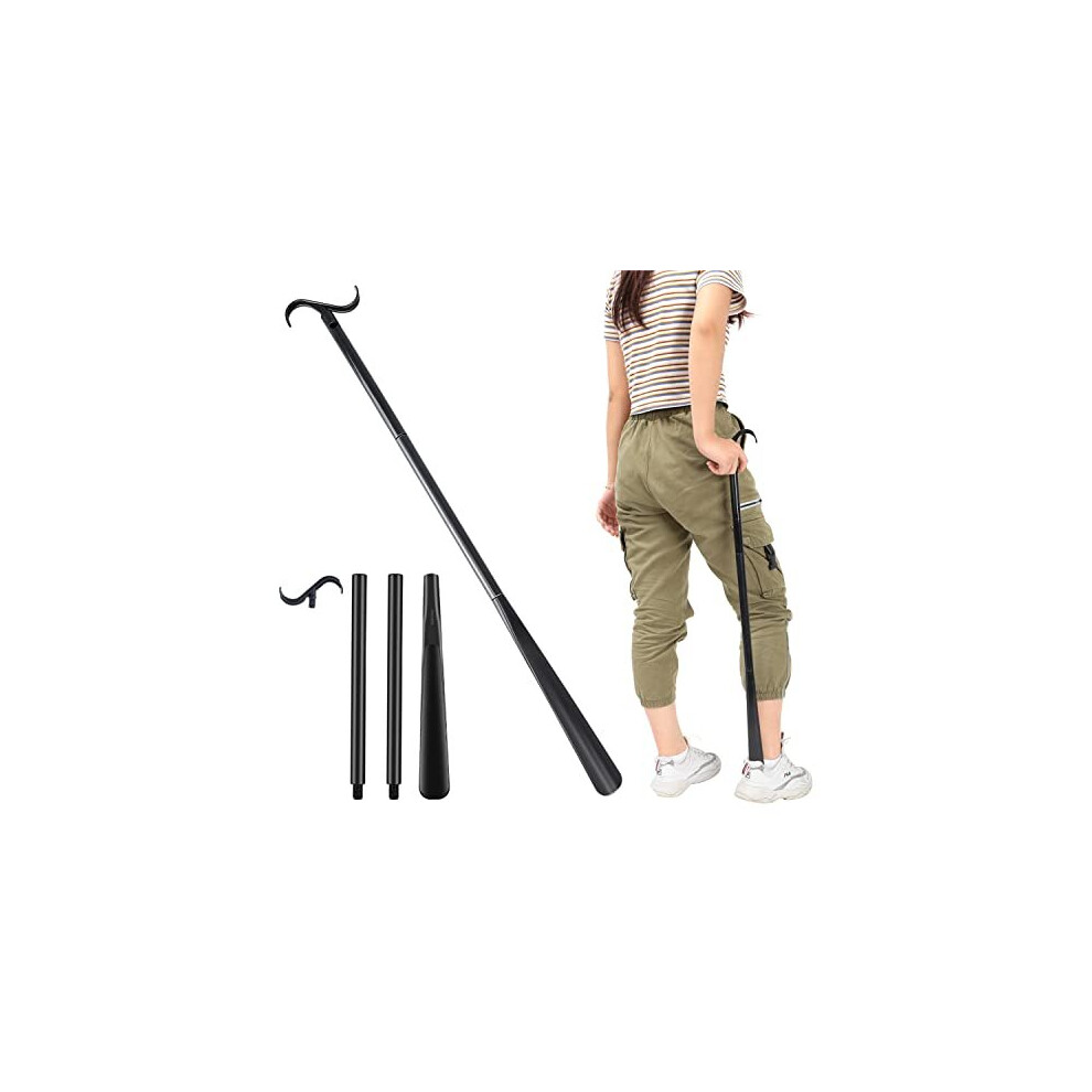 Jjdparts 35" Long Dressing Stick With Shoe Horn With Sock Removal Tool, Adjustable Extended Dressing Aids For Shoes, Socks, Shirts And Pants