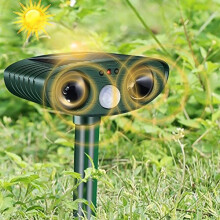 FIOLOM Cat Scarer Solar Powered Waterproof Cat Repellent Fox Repellent Garden Ultrasonic Pet Deterrents Solar Animal Repeller Outdoor with Motion