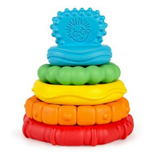 Baby Einstein Stack & Teethe, gemakkelijk vast te pakken 5-delige bijtringspeelgoedset met meerdere texturen, vanaf 3 maanden en ouder