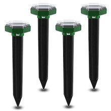 Solar Mole Repellent,4 Pack Mole Repellent Ultrasonic,Sonic Mole Repeller With Waterproof, Mole Control Voles, Gophers, Rats, Snakes and Rodents,