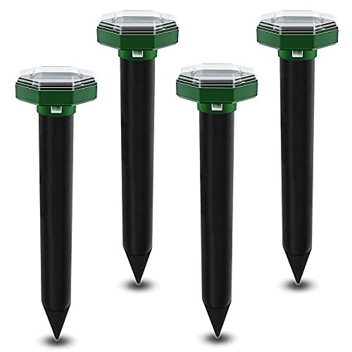 Solar Mole Repellent,4 Pack Mole Repellent Ultrasonic,Sonic Mole Repeller With Waterproof, Mole Control Voles, Gophers, Rats, Snakes and Rodents,