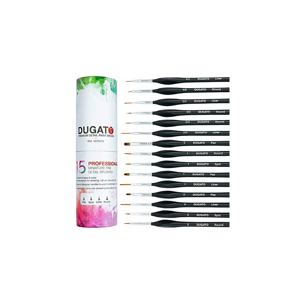 Zestaw Pedzla Szczeglowego 15Pcs Drobne Miniaturowe Pedzle Z Ergonomicznym Trjkatnym Uchwytem Uchwyt I Torba Podrzna Idealna Do Akrylowego Ole-image