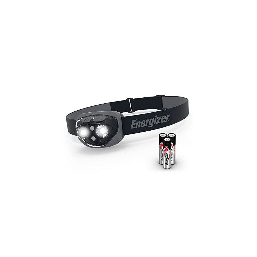 Energizer LED Head Torch, Powerful Bright Headlamp, Water Resistant Headlight for Running, Camping, Fishing (Batteries Included)