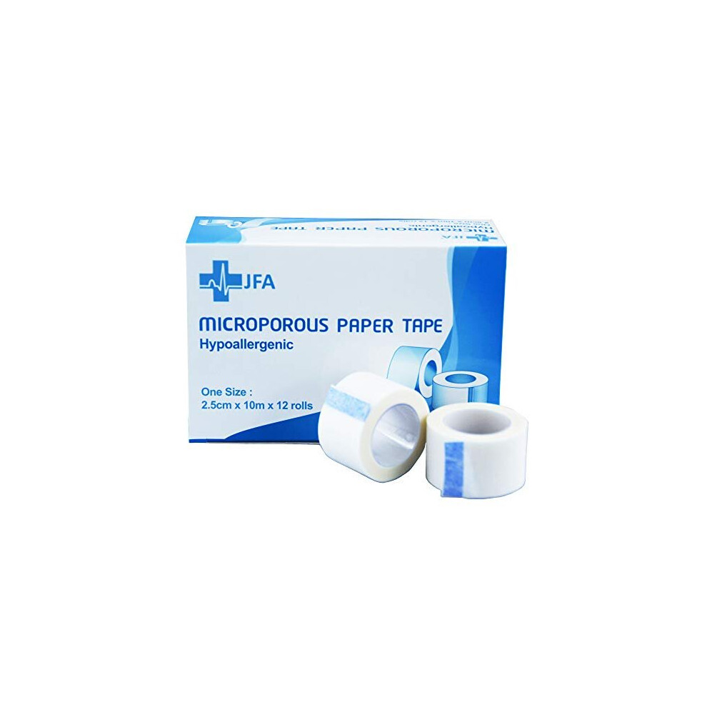 Jfa Medical Microporous Surgical Tape First Aid Medical Tape 2.5Cm X 10M - Pack Of 12 Rolls