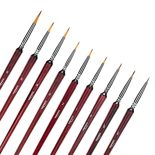 Fine Detail Paint Brushes Thin Script Liner 9-Pcs Miniature Brush for ...