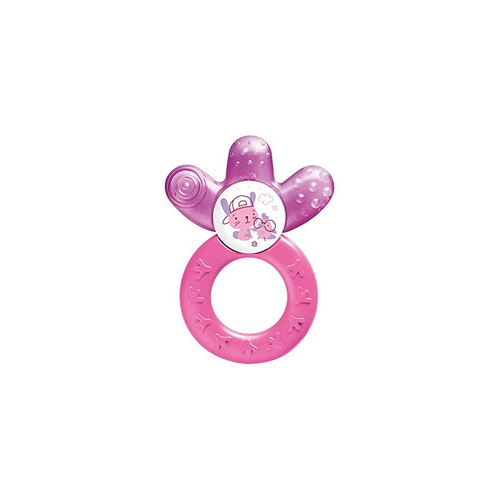 MAM Cooler Teether, Teething Toy for Babies, Cooling and Soothing Teething Ring, Baby Teether with Unique Shape and Ergonomic Design, Pink