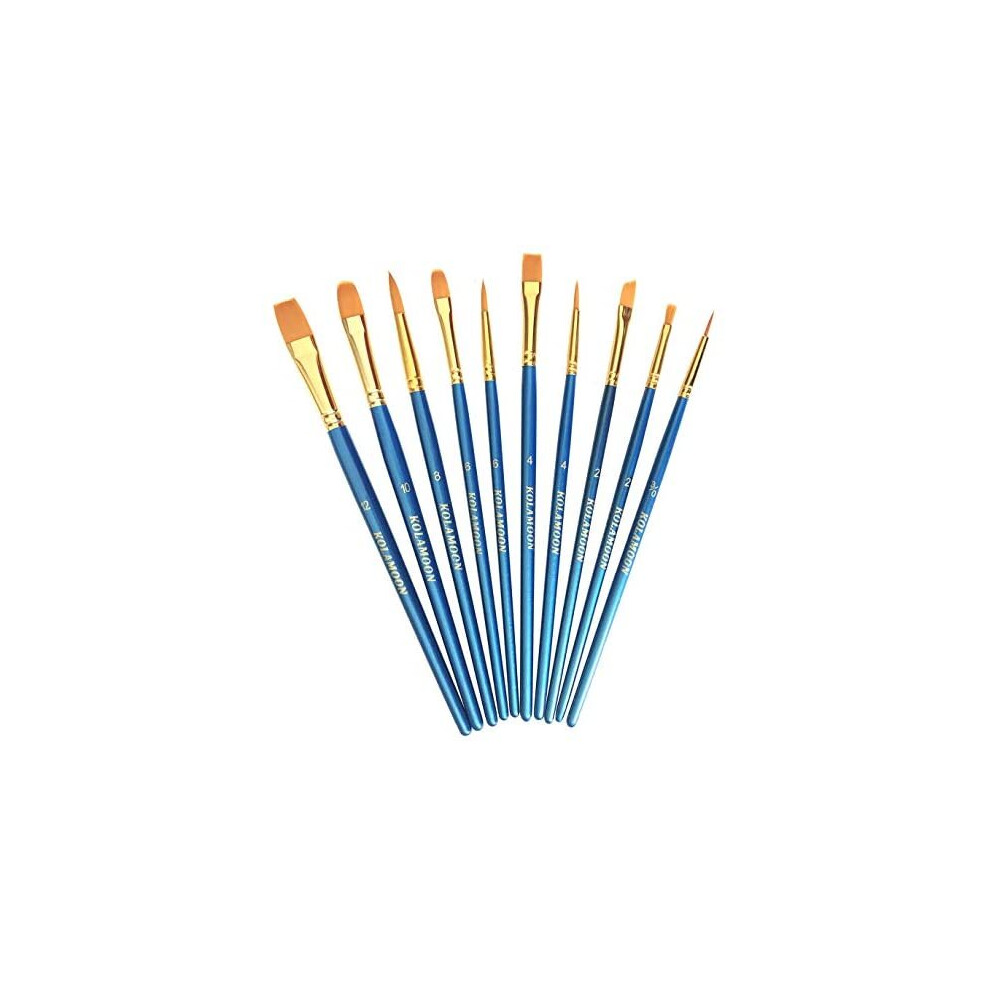 10Pcs Artist Nylon Paint Brushes Set For Body, Face, Watercolor, Acrylic And Oil Painting 716150373535