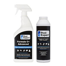 Pest Expert Formula C Silverfish Killer Spray 1ltr and Formula P Silverfish Killer Powder XL pack size 300g (HSE approved and tested - profes