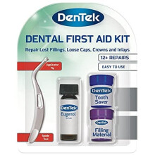 DenTek Home Dental First Aid Kit for repairing lost fillings or securing loose caps, crowns or inlays