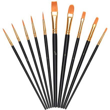 Vicloon 10Pcs Paint Brushes, Professional Painting Brushes Set Nylon Hair Artist Paint Brushes for Acrylic Oil Watercolor Gouache Face Painting