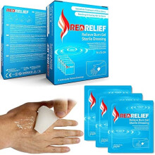 Pack of 5 RedRelief Emergency 5x5cm Burn Dressing - Cools, soothes and relieves Pain