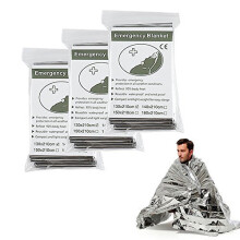 MIXIAO Emergency Thermal Blankets, Survival Reflective Thermal First Aid Foil Blanket (Silver,3 Pack)