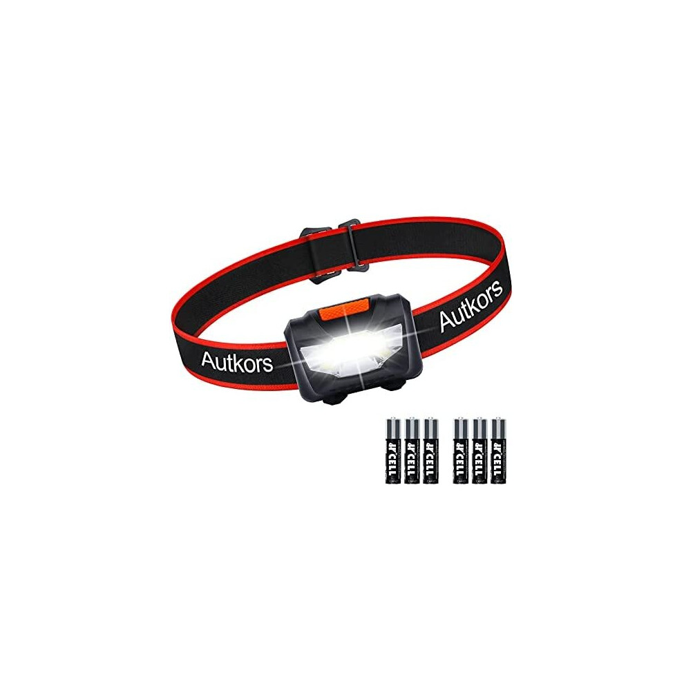 LED Head Torch, Autkors COB Headlamp Super Bright Headlight with 3 Light Modes, Lightweight and Comfort to Wear for Running, Camping, Fishing etc