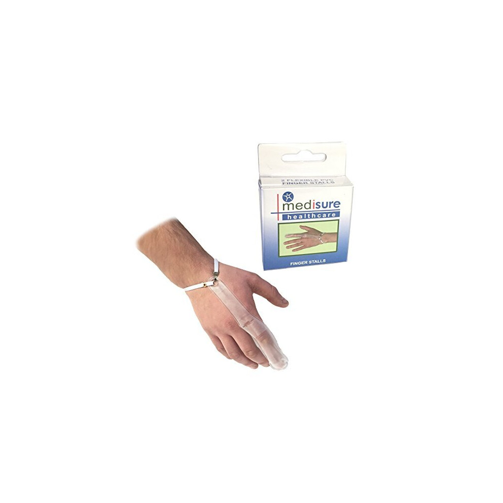 Medisure White Size Large Pair Of Firstaid Premium Adjustable Re-Usable Medical Protective Transparent Pvc Finger Stall